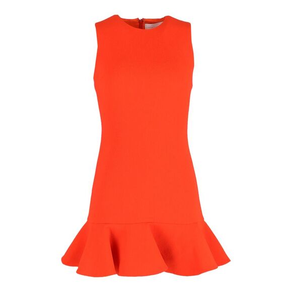Victoria Beckham Dresses & Skirts - Victoria, Victoria Beckham Flounce Hem Shift Dress in Orange Wool